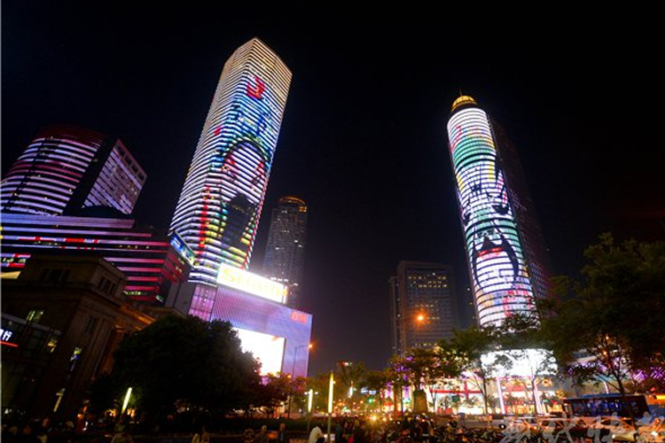 南京市中心京劇藝術(shù)樓宇燈光秀